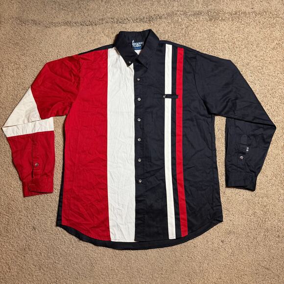 Vintage 1980s Brooks & Dunn Blank longsleeve red black Mens sz 16 1/2 x 35 - Picture 1 of 4